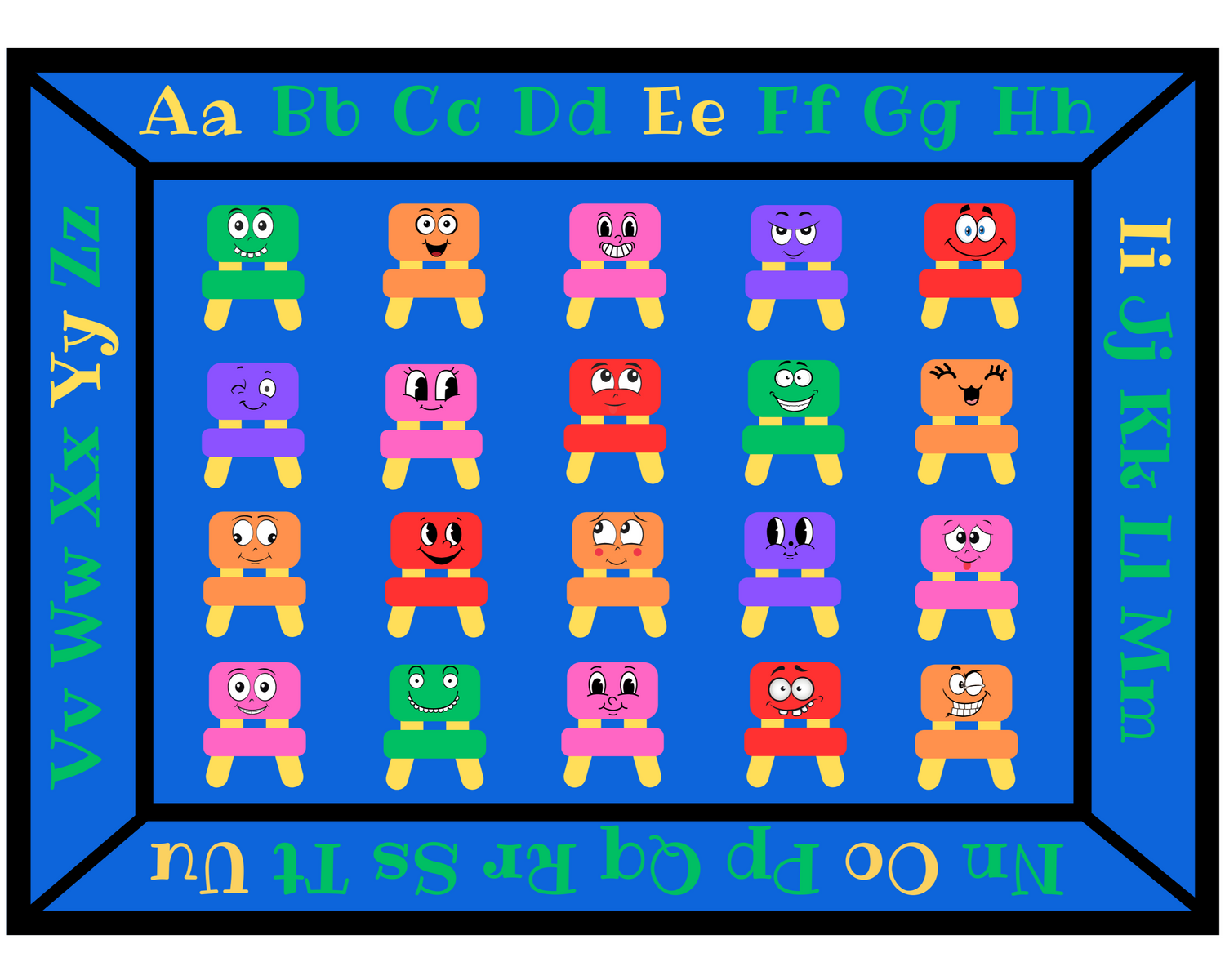 Cheerful Chairs Classroom Seating Rug