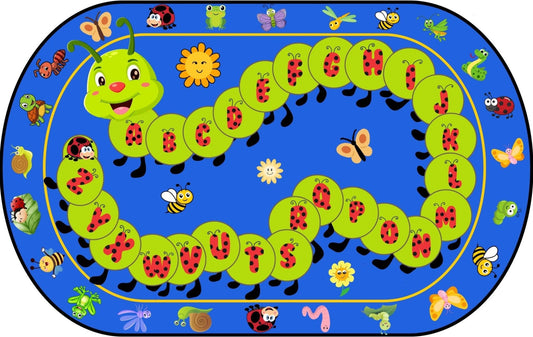 classroom educatioal seating rug with caterpillar