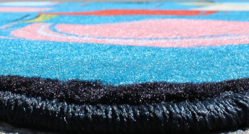 Boho Circle Seating Teal Classroom Area Rug 6' x 9'