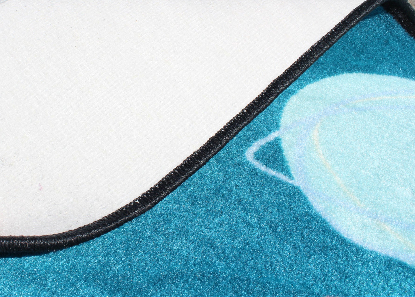 Boho Circle Seating Teal Classroom Area Rug 6' x 9'