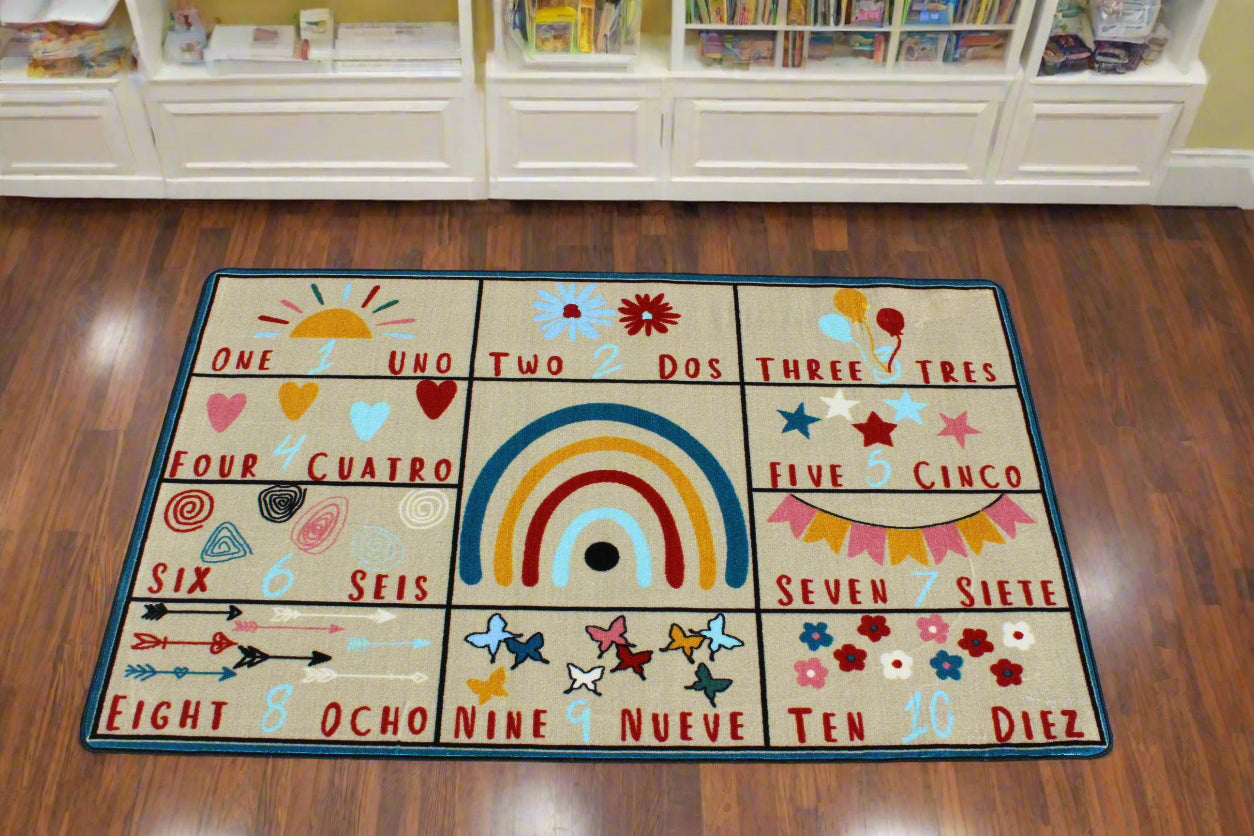 Bilingual Counting Classroom Area Rug 5' x 8'