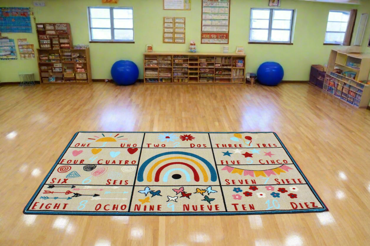Bilingual Counting Classroom Area Rug 5' x 8'