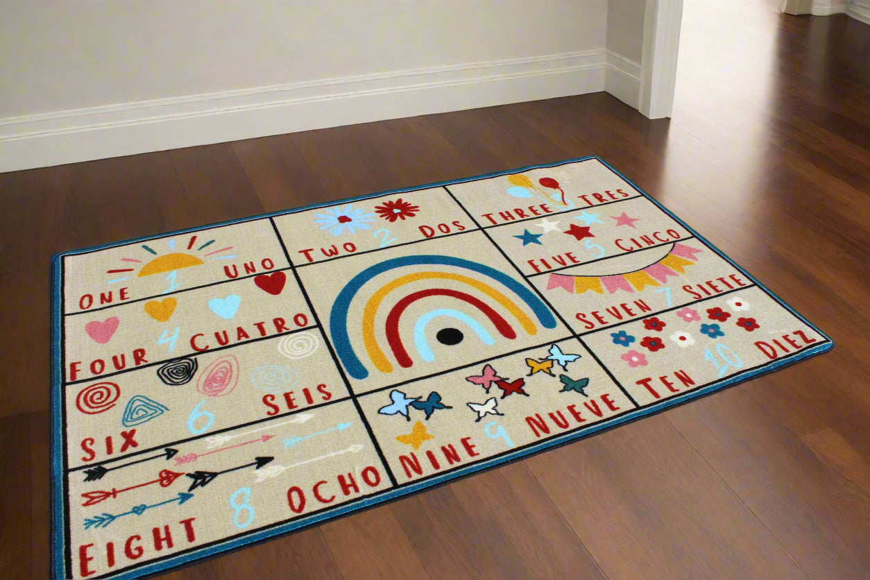 Bilingual Counting Classroom Area Rug 5' x 8'