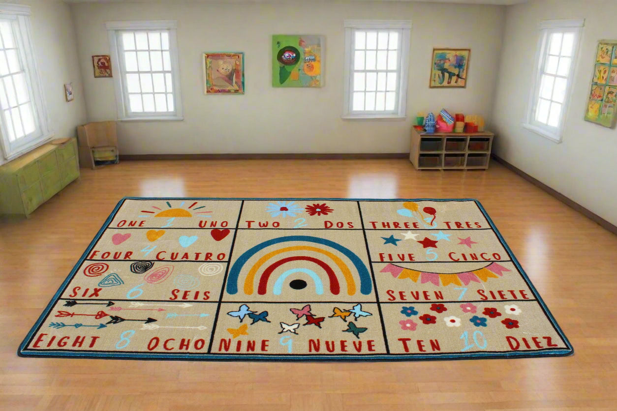 Bilingual Counting Classroom Area Rug 5' x 8'