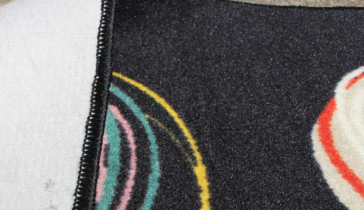 Boho Circle Seating Black Classroom Area Rug 7'6" x 12'