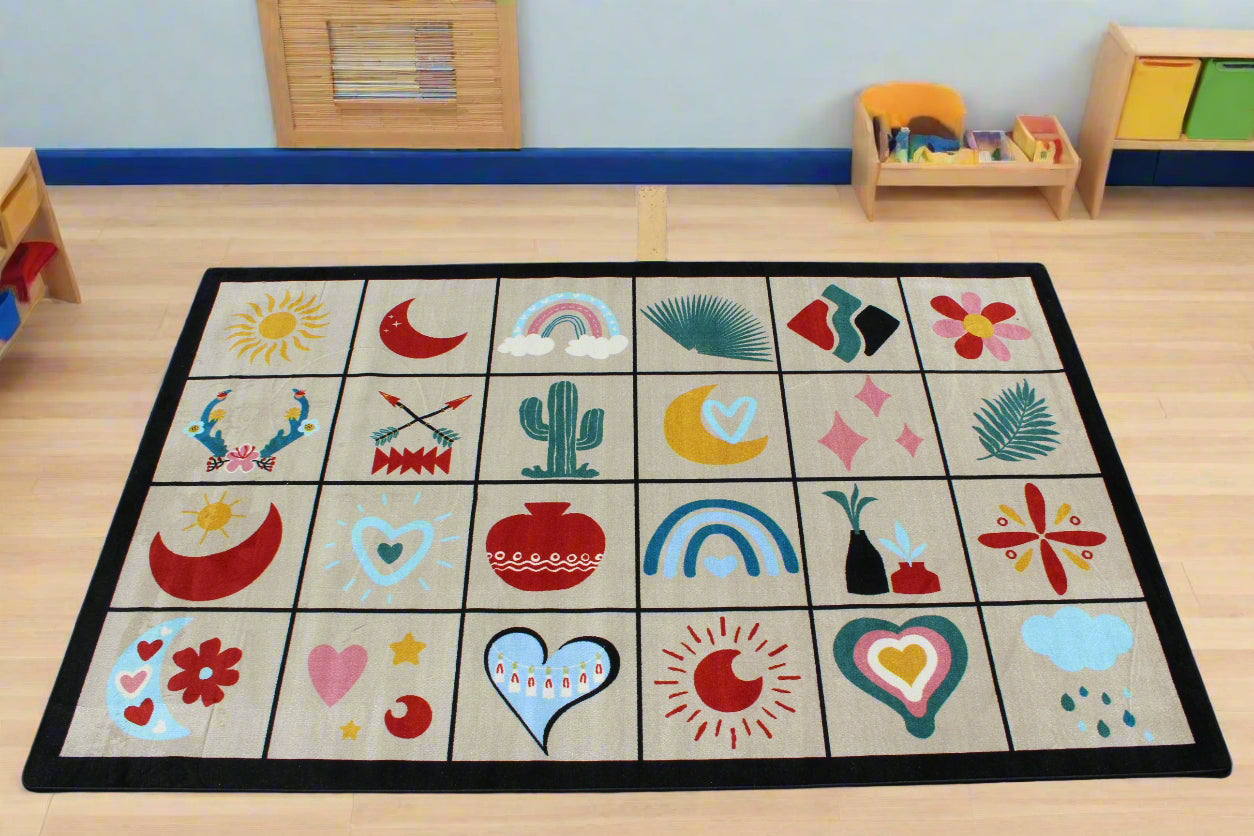 Boho Vibes Seating Classroom Area Rug 7'6" x 12'