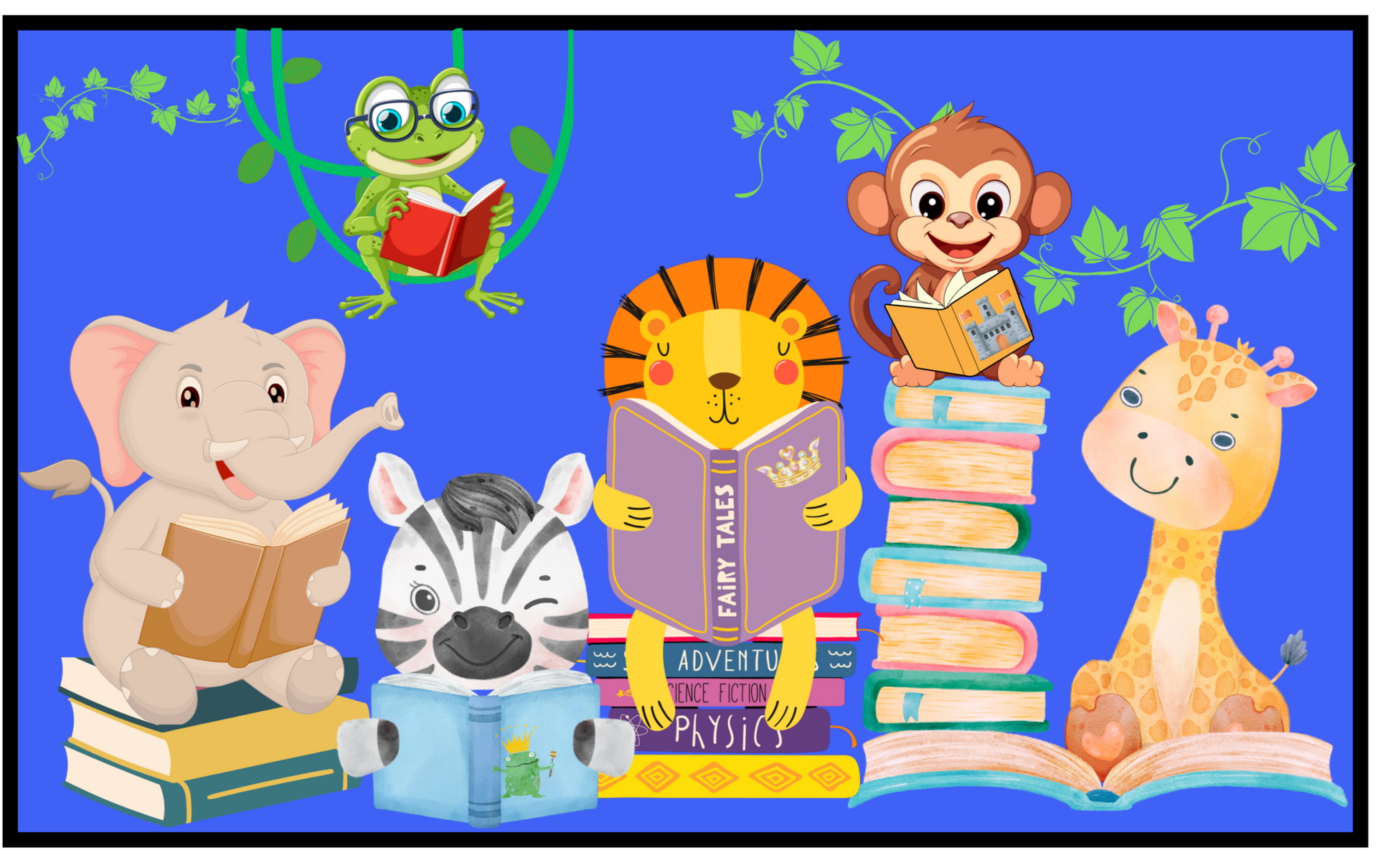 Jungle Story Time Animals Reading Books Classroom Rug