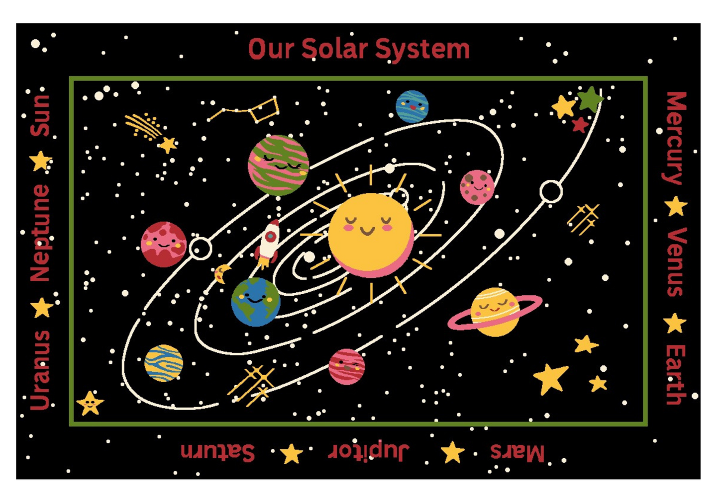 Our Solar System Educational Classroom Area Rug 3'6" x 10' H3029