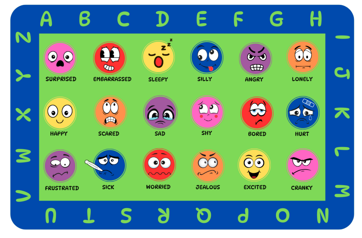 How Are You Feeling Educational Classroom Area Rug 6' x 9' H2665