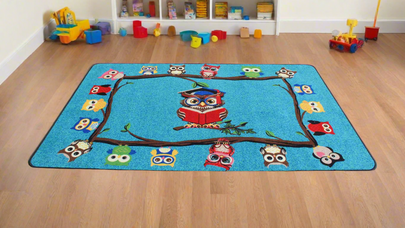 Reading is a Hoot - Owl Classroom Area Rug 6'x9'