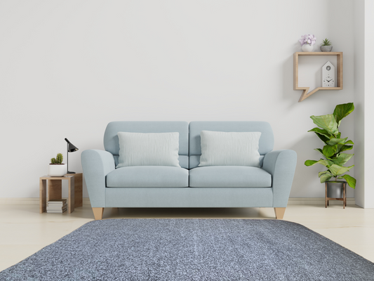 Country Denim Blue Area Rug in living room