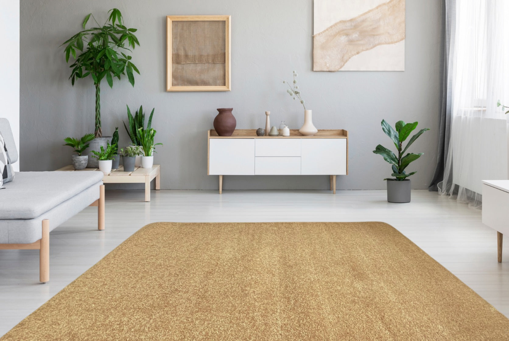 Caramel Gold Area Rug in living room
