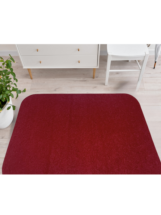 Crimson Burgundy Wine Area Rug with chair and wardrobe