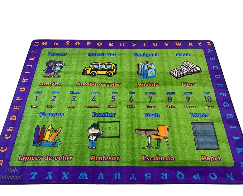 spanish alphabet with numbers for classroom carpet