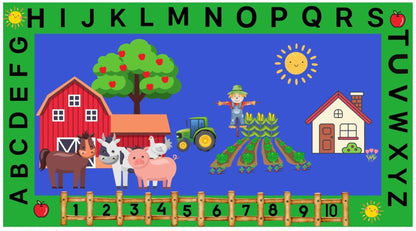 At The Farm Alphabet Numbers Educational Classroom Area  Rug With Kids