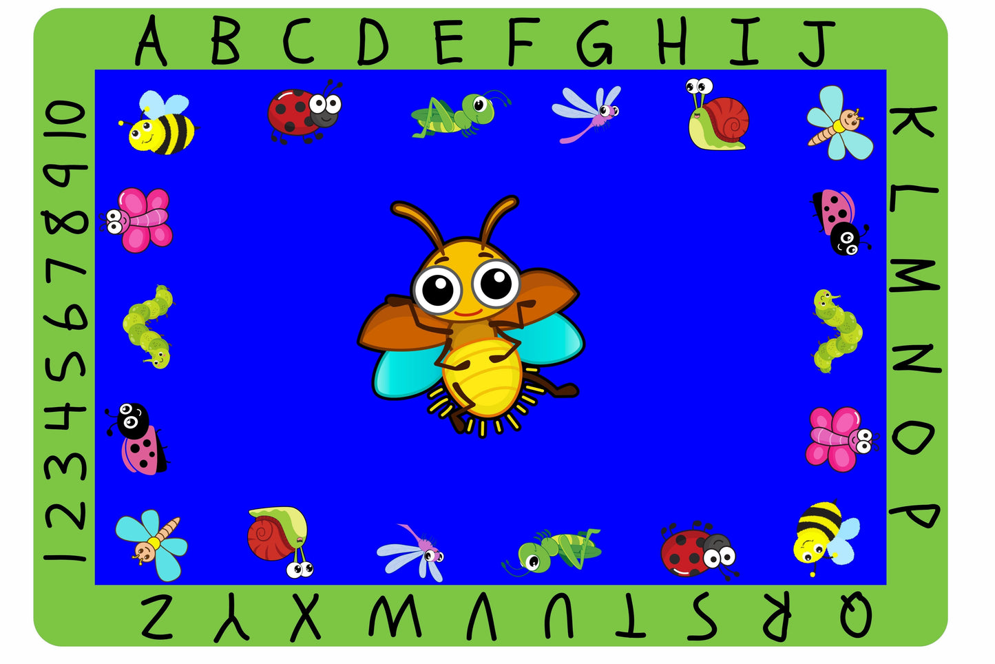 Bees And Bugs With Wings Alphabet Numbers Classroom Rug
