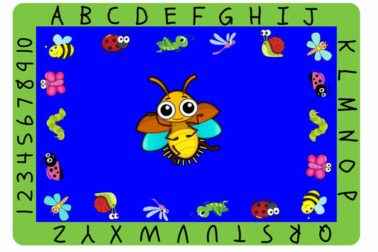 Bees And Bugs With Wings Alphabet Numbers Classroom Rug
