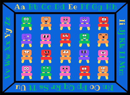 Cheerful Chairs Alphabet Seating Area Rug For Preschool Kids
