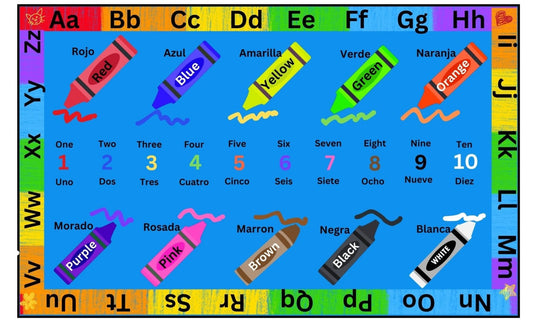 Crayons Alphabet Educational Rugs For Daycare And Preschools