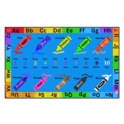 Crayons Bilingual Educational Area Rug with Poster 7'6" x 10'