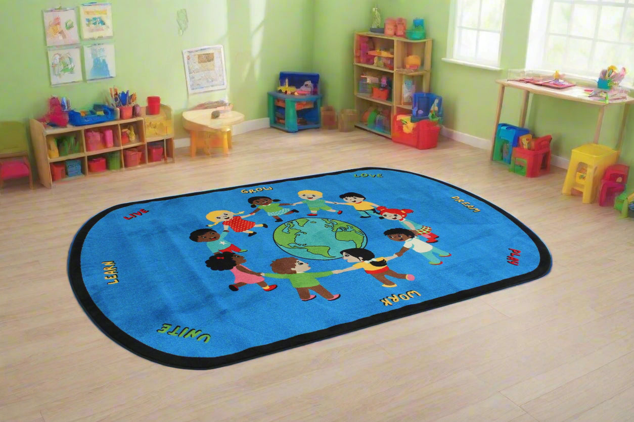 Better Together Multi Cultural Diversity Classroom Area Rug  6' x 9'