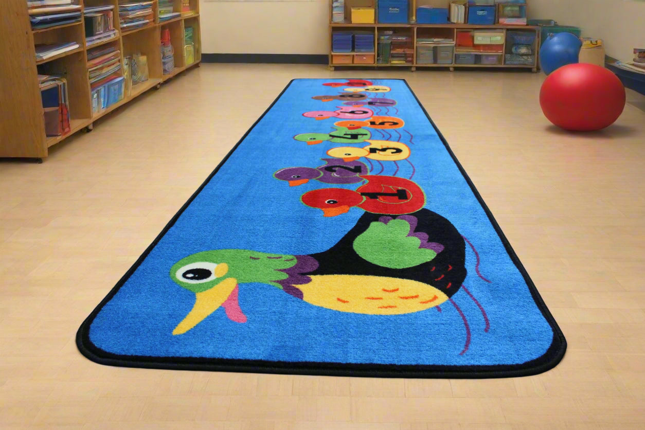 Ducks In A Row Educational Classroom Area Rug 3' x 12' Runner H2593