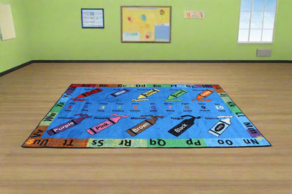 Crayons Bilingual Educational Area Rug with Poster 7'6" x 10'