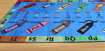 Crayons Bilingual Educational Area Rug with Poster 7'6" x 10'