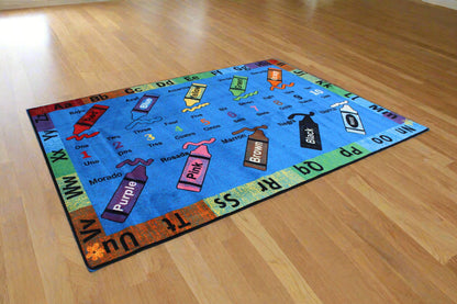 Crayons Bilingual Educational Area Rug with Poster 7'6" x 10'