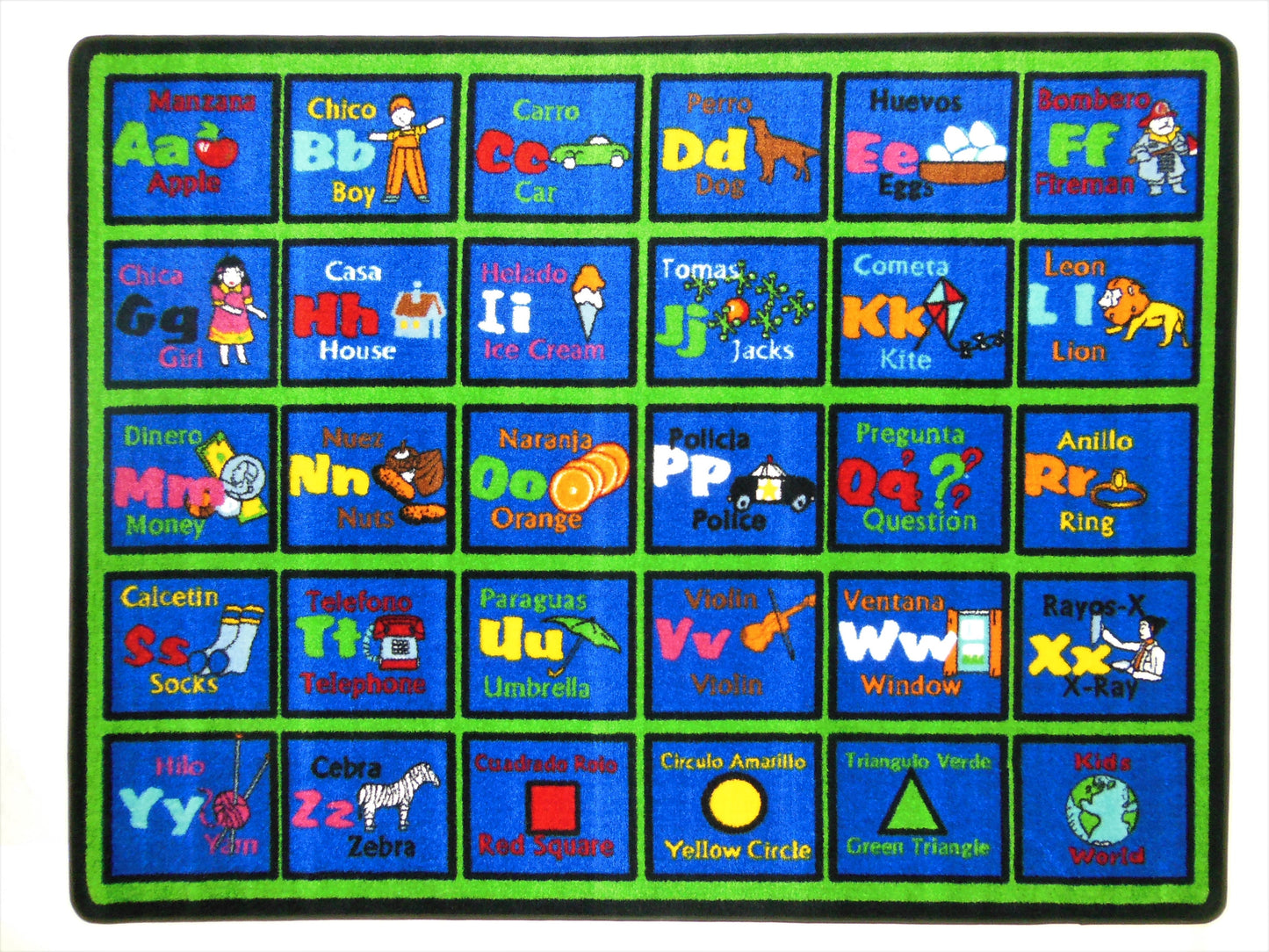 Alphabet Spanish Educational Classroom Rug