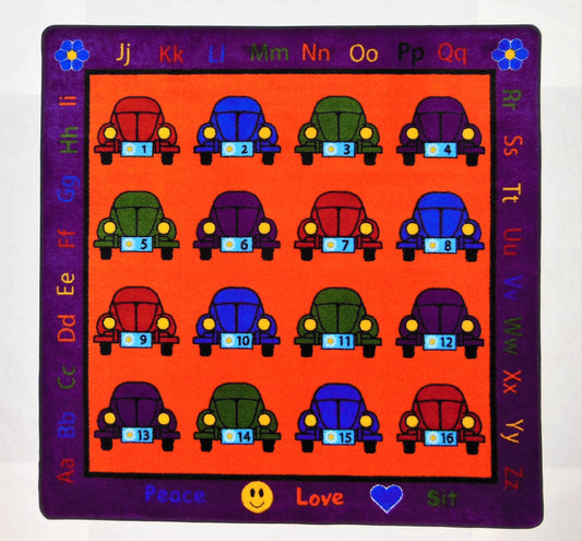 Alphabet Doodle-Bugs Classroom Seating Area Rug