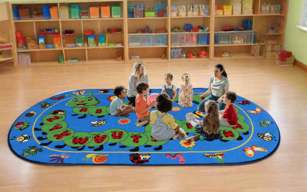 Kids On Caterpillar Alphabet Bugs Classroom Area Kids Rug