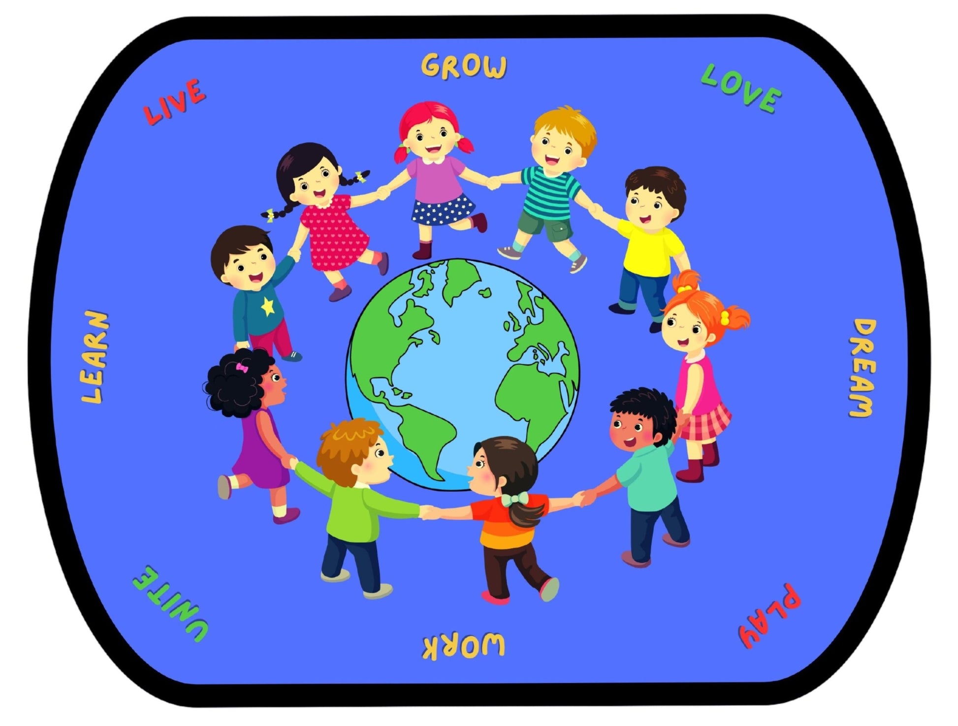 Learn Play Work Better Together Kids World Classroom Rug