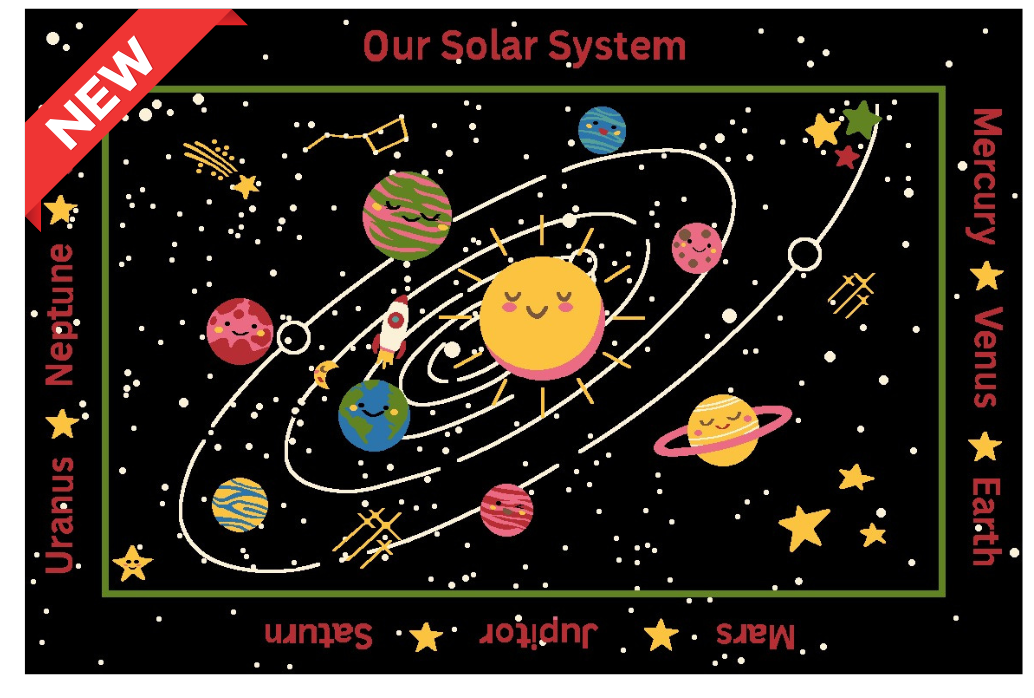 Our Solar System Educational Classroom Area Rug 3'6" x 10'  H3029