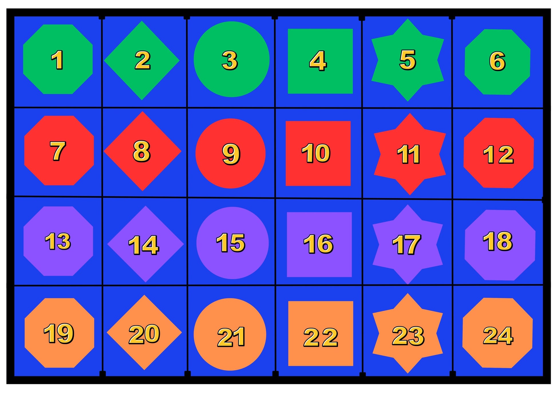 Shapes Numbers Colors Seating Grid Classroom Rug