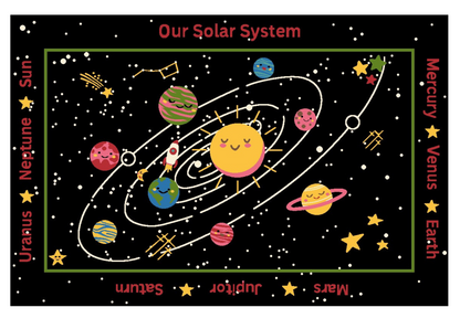 Our Solar System Educational Classroom Area Rug 3'6" x 10'  H3029