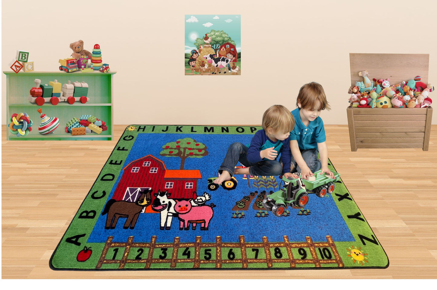 At The Farm Interactive Play Classroom Area Rug 4' x 6'