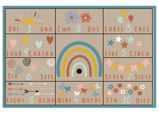 Bilingual Counting Classroom Area Rug 5' x  8'