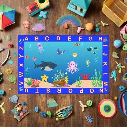 All the Fish in the Sea Underwater Ocean Theme Educational Classroom Area Rug 6'x 9'