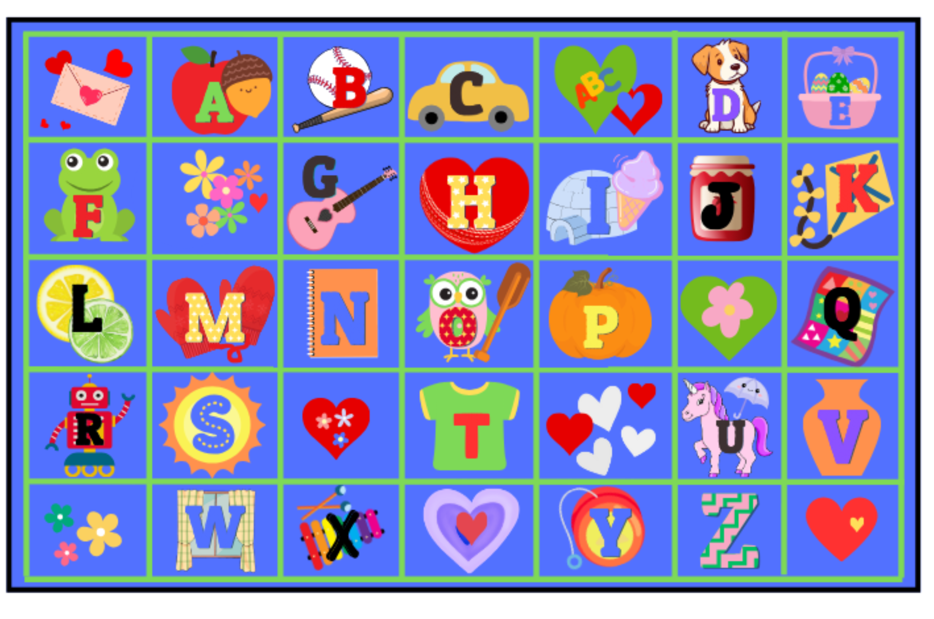 Love Letter's Primary Educational Classroom Area Rug 7'6