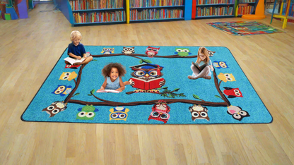 Reading is a Hoot - Owl Classroom Area Rug 6'x9' Comes with matching wall stickers