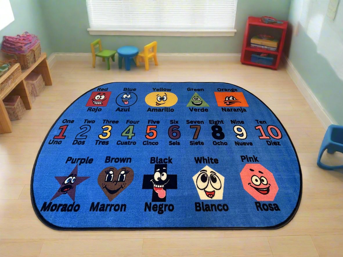 Silly Shapes Bi-Lingual Interactive Educational Rugs 6' x 9'