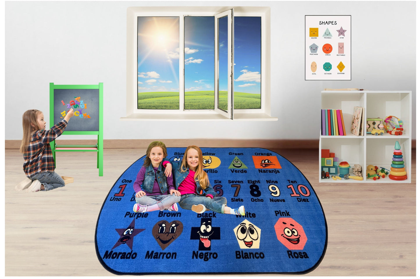 Silly Shapes Bi-Lingual Interactive Educational Rugs 6' x 9'