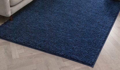 Darkest Navy Blue Area Rug with couch