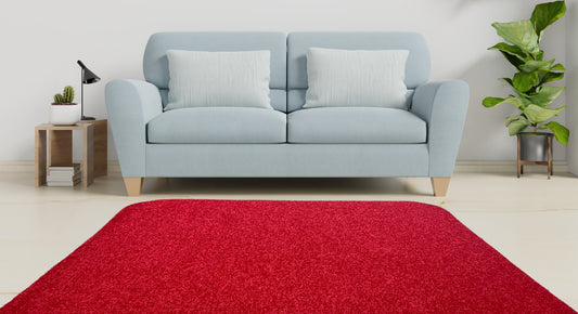 Apple Red Area Rug in living room