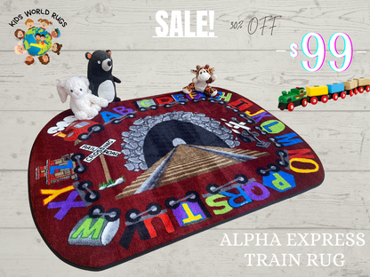 Alphabet Express Train Classroom Classroom Seating Area Rug with plushes