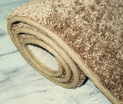 Khaki Brown Area Rug rolled up side view