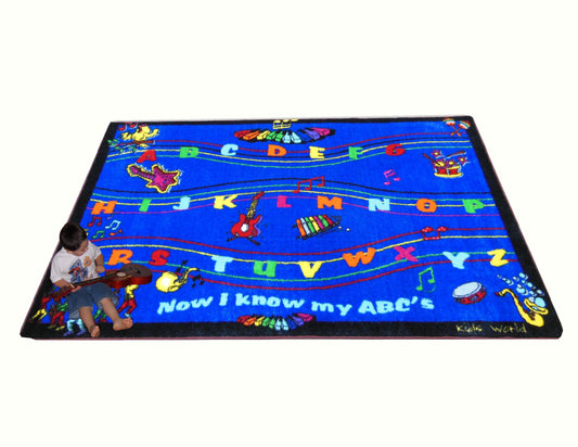 ABC Musical Song Classroom Seating Area Rug with children