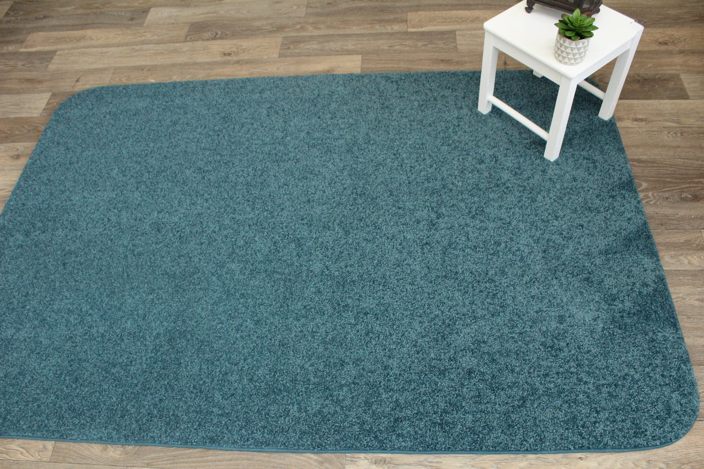 Mermaid Teal Area Rug with side table