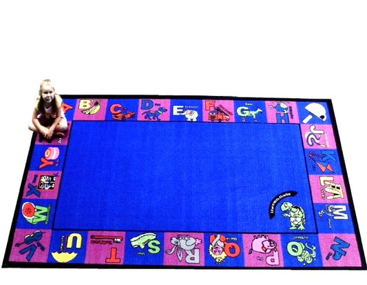 Alphabet Charlie Classroom Seating Area Rug with children